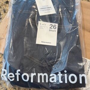 Reformation Cary Low Rise Slouchy Wide Leg Short Jeans Blue - Size 26S